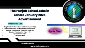 The Punjab School Jobs in Lahore January 2025 Advertisement Apply Now